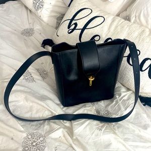 Black Vegan Leather Bucket Bag Purse